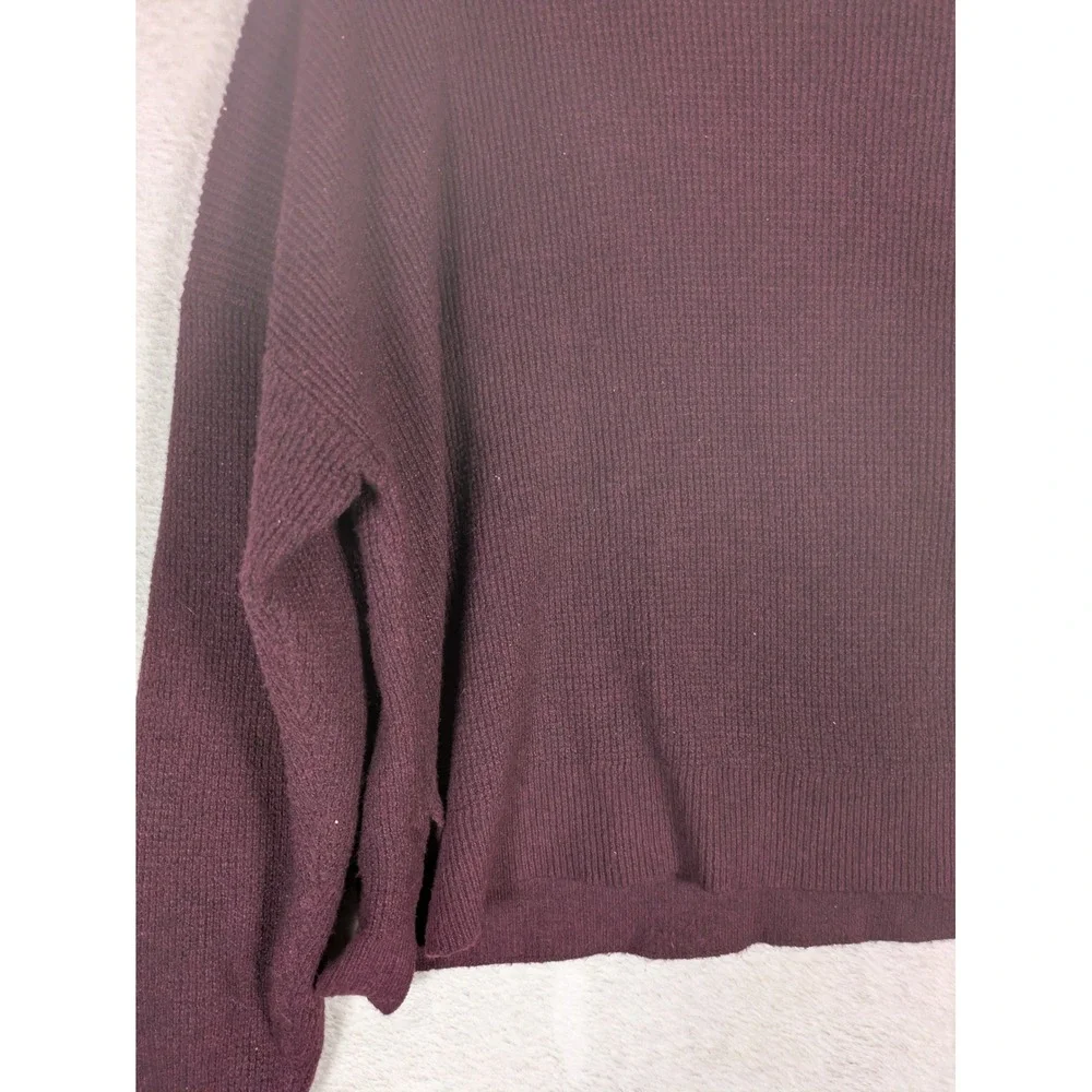Michael Kors Sweater Women's XL Plum Wool Blend Ribbed Knit Pullover Logo Bar